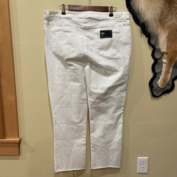 NWT PAIGE Women's 34 Cindy Exposed Buttonfly High Rise Straight Leg‎ White Plus - Picture 2 of 10